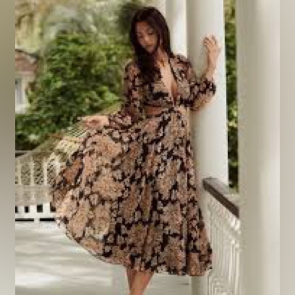 🔥Gianni Bini Marisol Jacquard Amber Flower,Cut-Out,Statement Dress, Size 10 - Picture 6 of 17